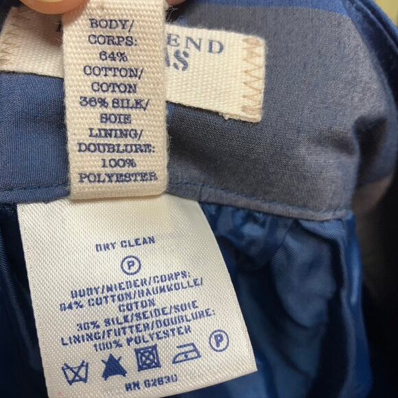 Lands‎ End Canvas Silk Blend Checkered Skirt Womens 0 Blue Grey Preppy School - Picture 12 of 15